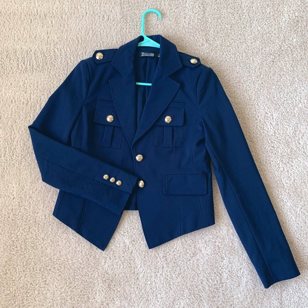 New York & Company Navy Blue Military Blazer